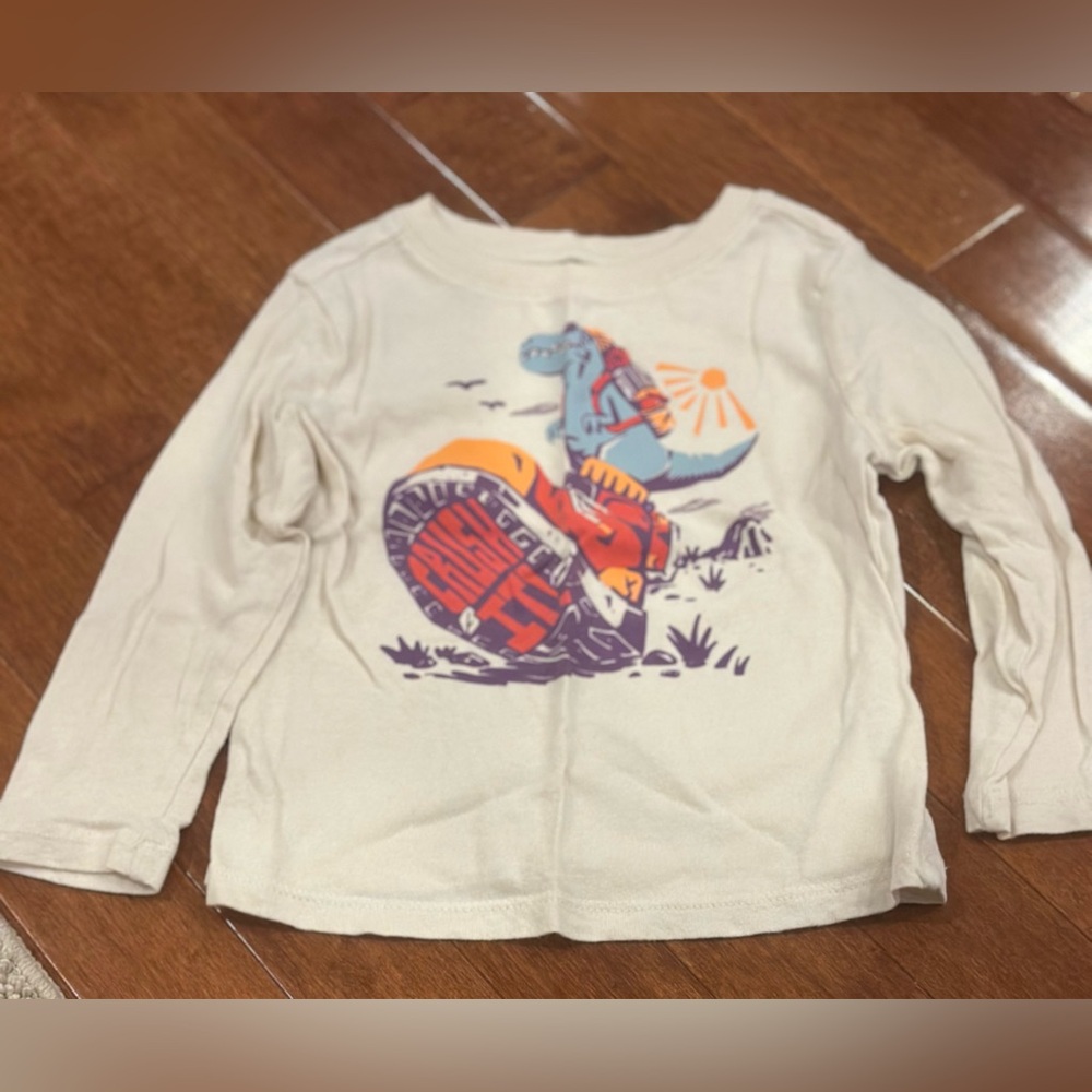 Old Navy Cream Long Sleeve Dinosaur Tee